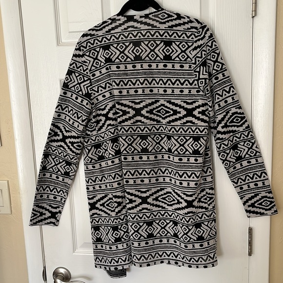 American Eagle Outfitters open cardigan sweater western Aztec black white LG - Picture 10 of 13
